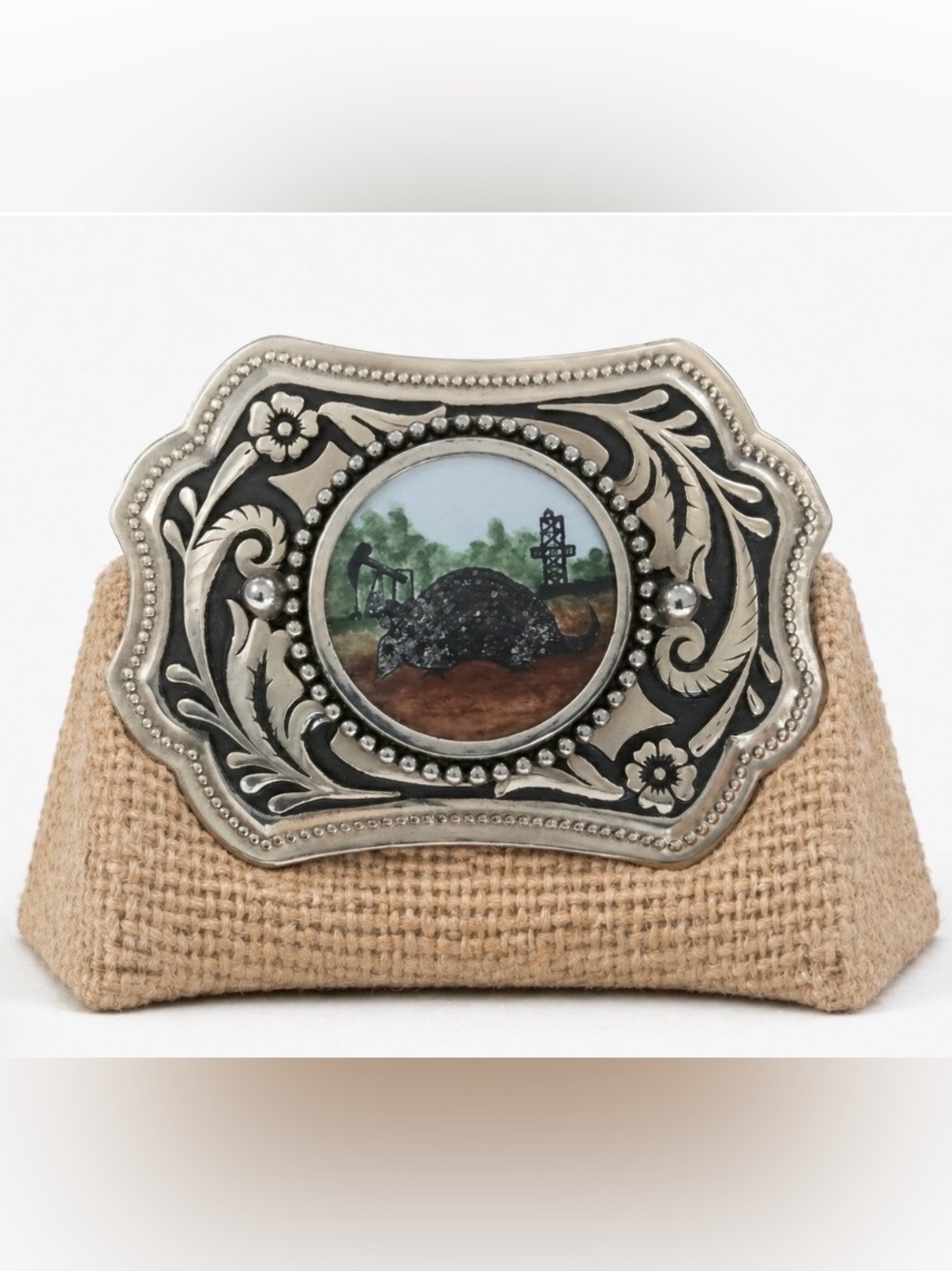 Brass & Enamel Armadillo Belt Buckle